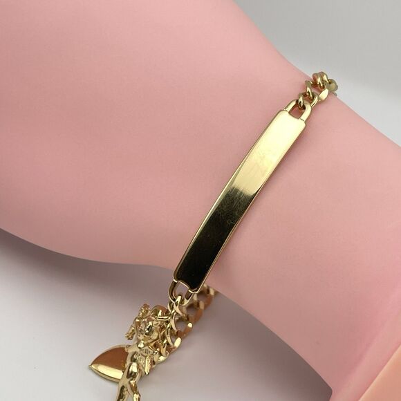 Speidel Ladies Gold Tone Chain Charm Bracelet Cupid Heart Love Valentines - Picture 2 of 5